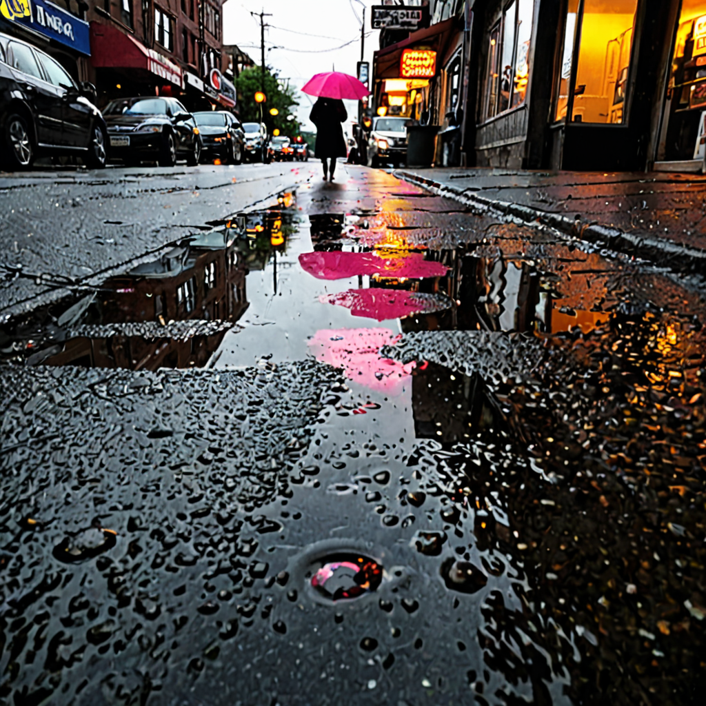 AI-generated surreal art for: Absence in the Wet Glare