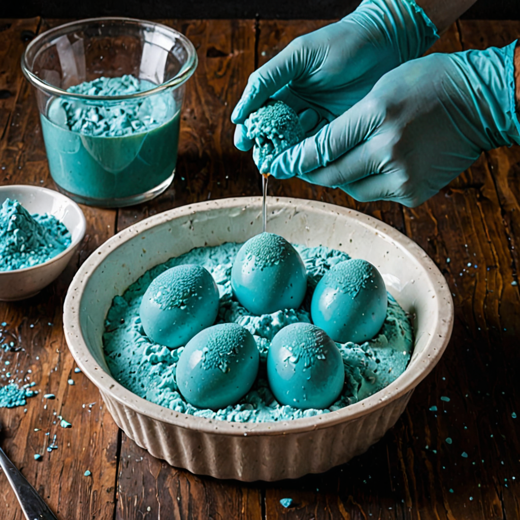 AI-generated surreal art for: Recipe for the Azure Erasure Cake
