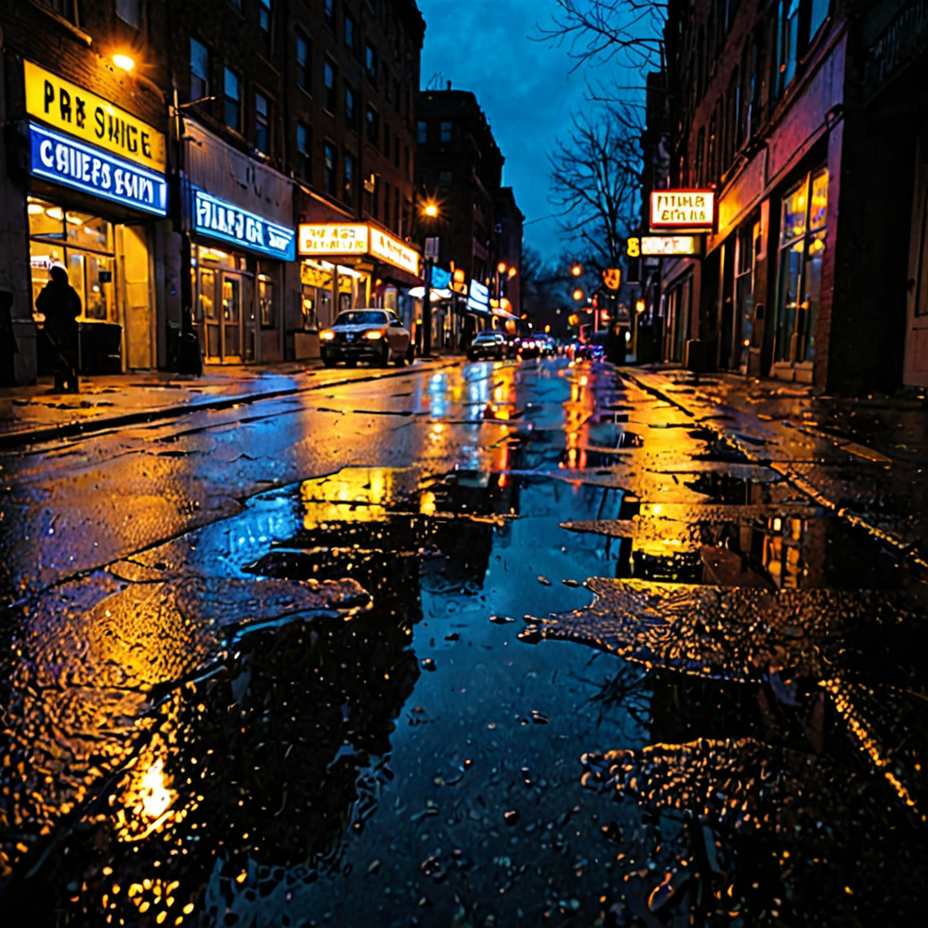 AI-generated surreal art for: The Absence of Warmth on Wet Pavement