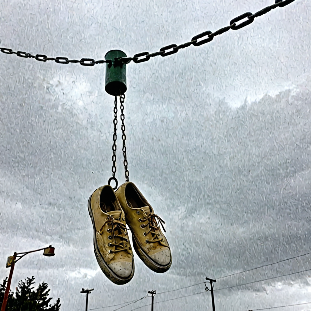 AI-generated surreal art for: Rain Chain at the Last Ferry