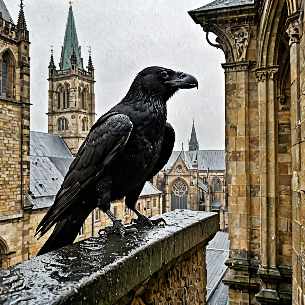 AI-generated surreal art for: The Ornithological Anxiety of Saint Jude's Buttress