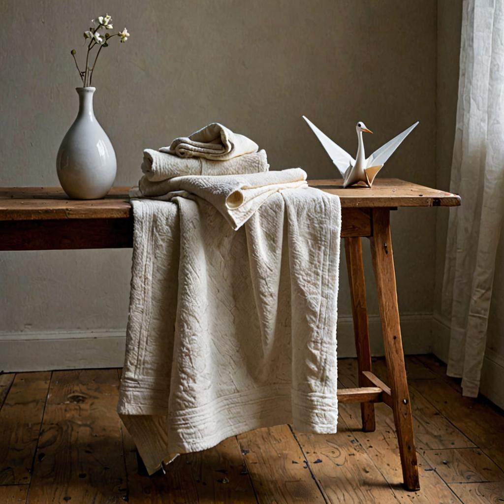 AI-generated surreal art for: Folded linen waiting for light