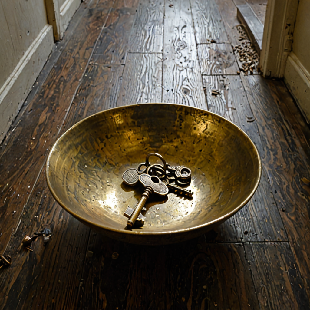 AI-generated surreal art for: Keys on the Hallway Table