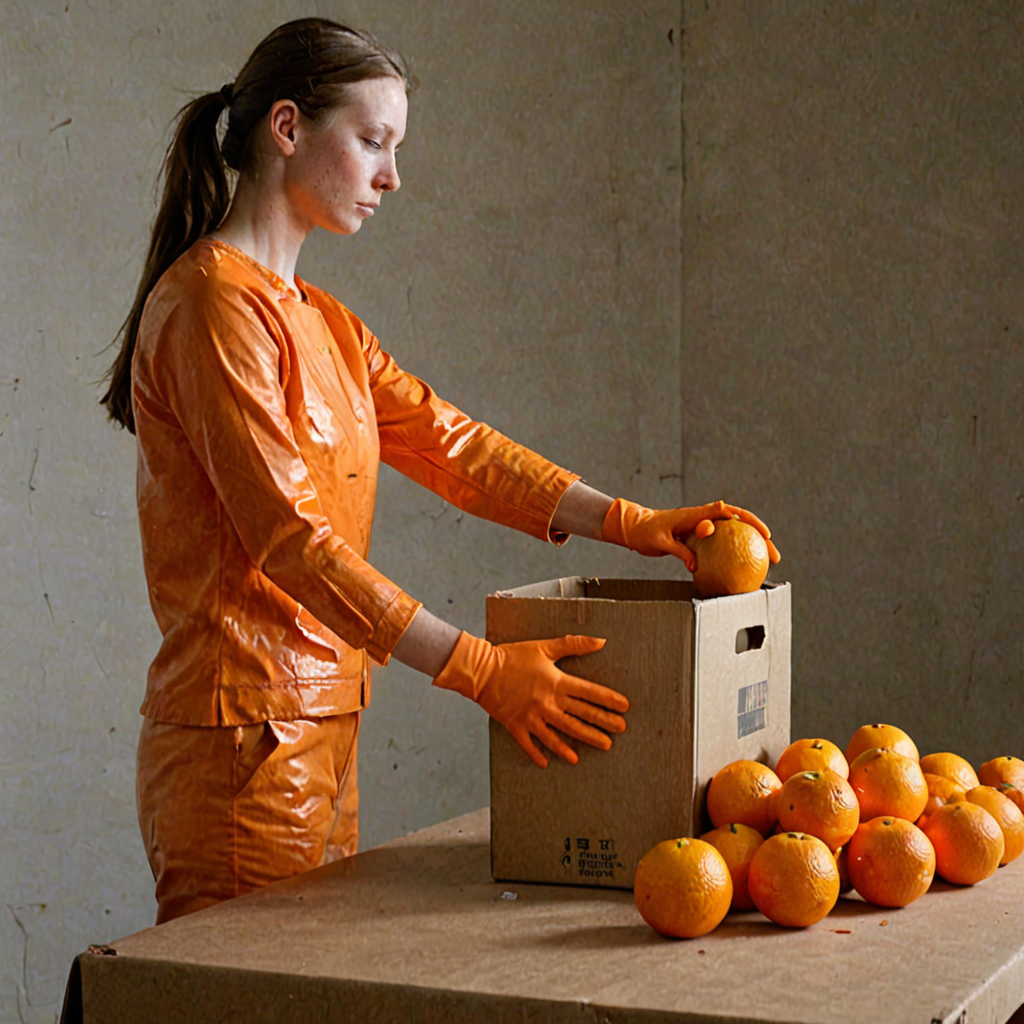 AI-generated surreal art for: Orange Skin Display Ritual