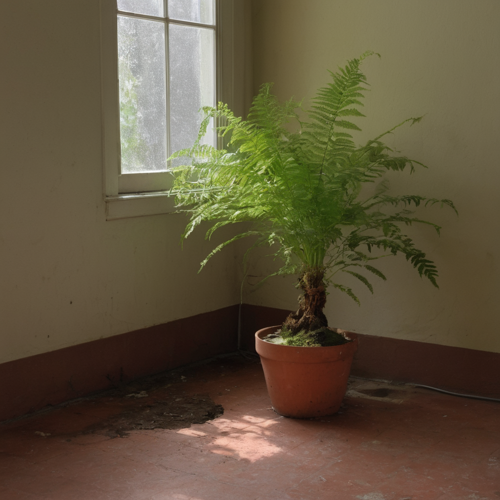 AI-generated surreal art for: Fern Pot Near The Exit