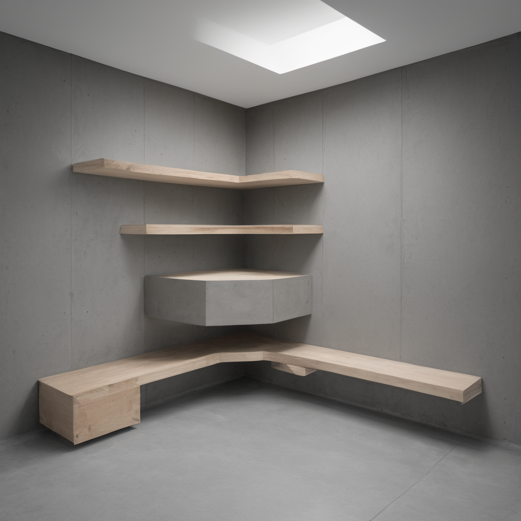 AI-generated surreal art for: Corner Shelving Unit Arrangement