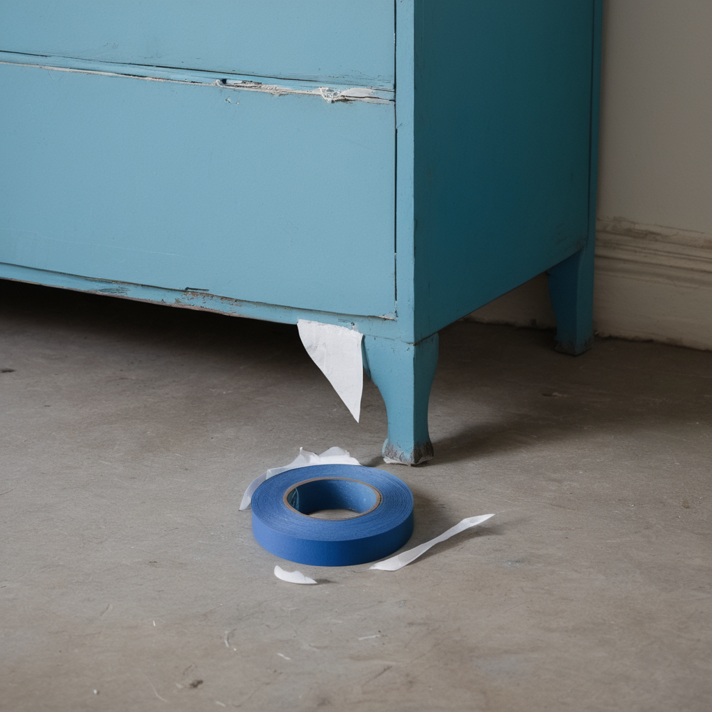 AI-generated surreal art for: Blue Tape On Drawer Pull