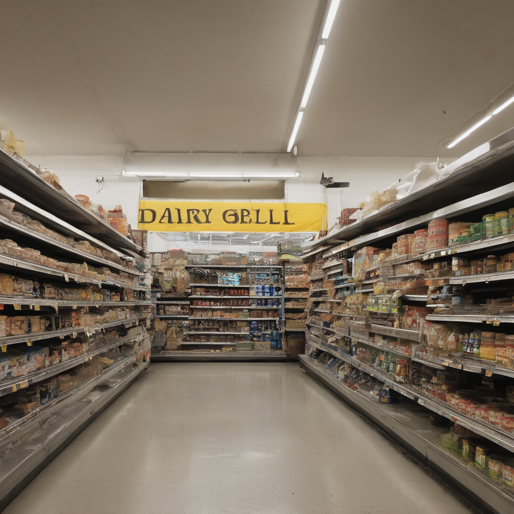 AI-generated surreal art for: Dairy Aisle Closing Bell