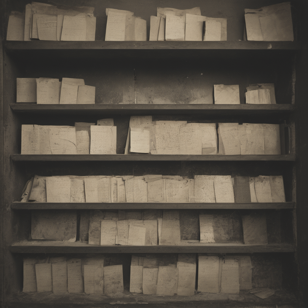 AI-generated surreal art for: Shelf Cards Never Straight