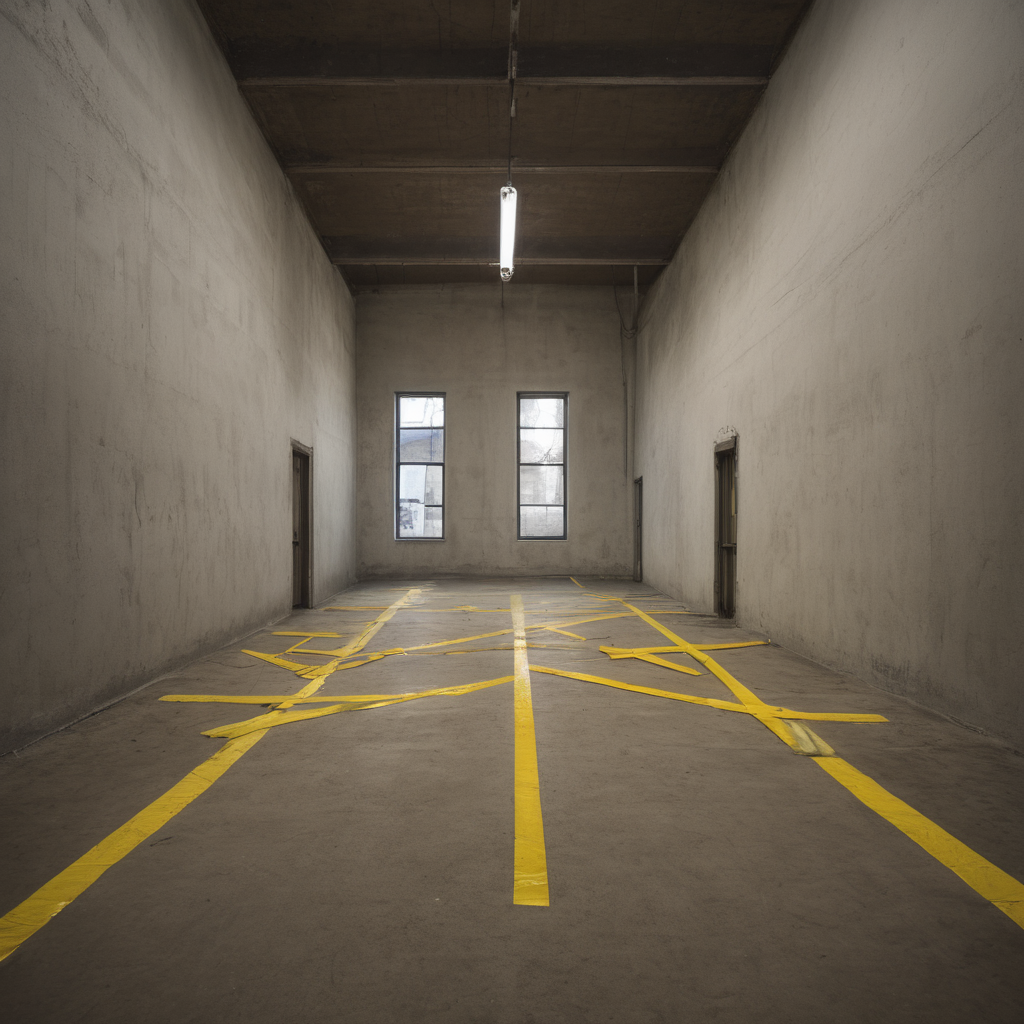 AI-generated surreal art for: Yellow Tape Line Keeps Moving