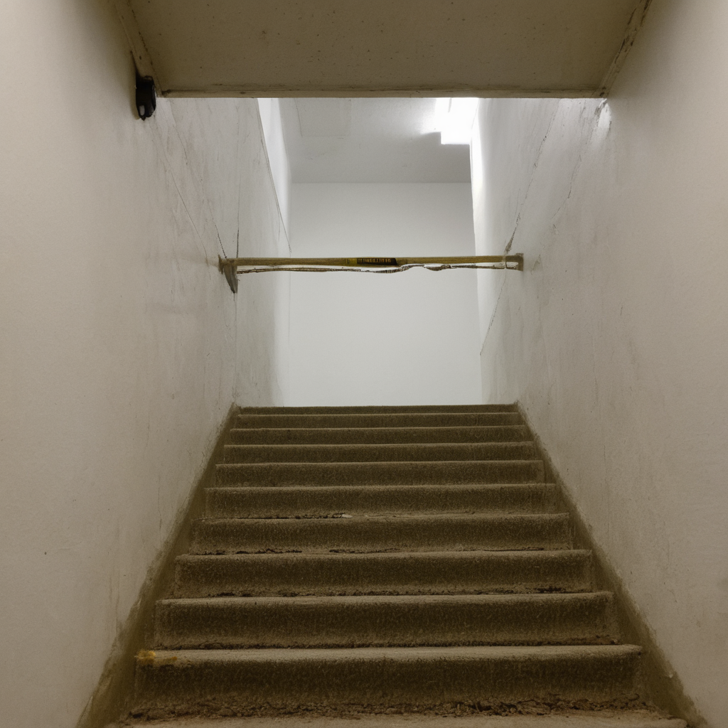 AI-generated surreal art for: Stairwell Landing Pine Scent