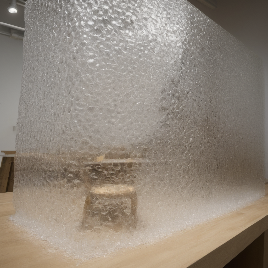 AI-generated surreal art for: Counter Glass Holds Bubble Wrap
