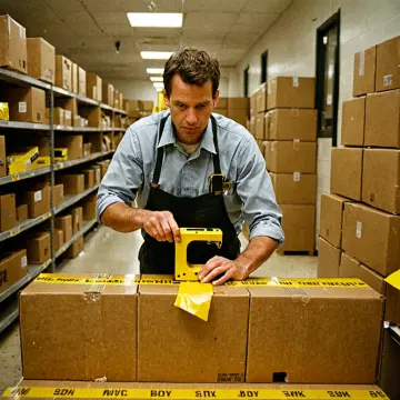AI-generated art thumbnail for: Yellow Tape Over Cardboard Boxes