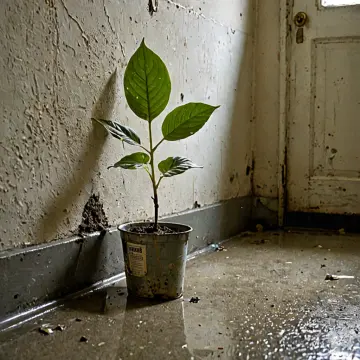 AI-generated art thumbnail for: Plant Against Damp Concrete