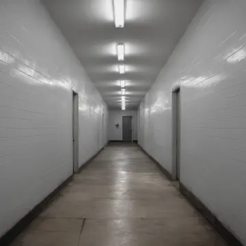 AI-generated art thumbnail for: Cold Light Utility Corridor