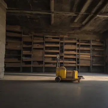 The inventory cart in Municipal records room basement. Closing routine filing check. Dust motes in low light
