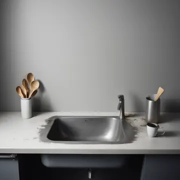 Stainless steel cutlery tray in Staff breakroom counter. A routine cleanup after closing hours. Damp soap residue on porcelain sink