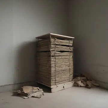 Stack of filing forms in Basement utility closet. A stack of overdue maintenance forms is being organized for storage. Dust on metal drawer pulls