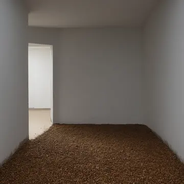 Spilled birdseed and damp leaves in Back utility room near service exit. The spilled seeds are slowly being pushed into a tight, warning arrangement. scattered millet grains