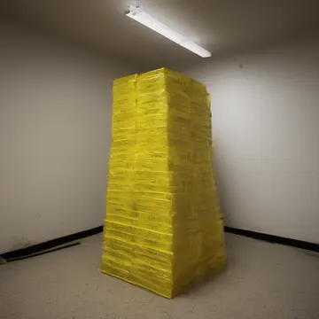 Cardboard packaging stack in Retail stockroom corner. Cleaning up after closing inventory count. Yellow packing tape residue