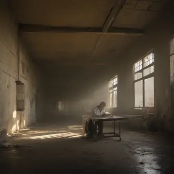 Clipboard and pen set in Main facility waiting area. The caretaker is checking the logbook near closing time. Dust motes in late afternoon light