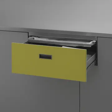 Card index cabinet in Office filing annex. An administrative worker is closing out the day's files. Dust on polished metal handles