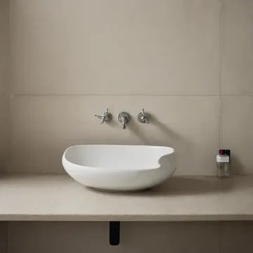 Overfilled soap dish in Small utility bathroom. A quiet, interrupted cleaning routine. Yellowed grout lines
