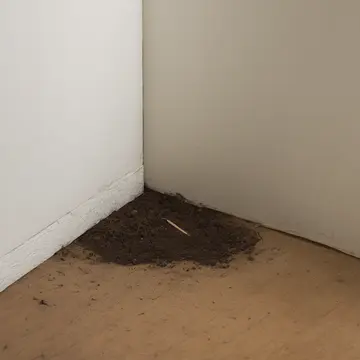 Damp soil and root ball in Utility closet corner. A small patch of earth is being carefully repositioned on a shelf. Frayed utility tape clinging to wood