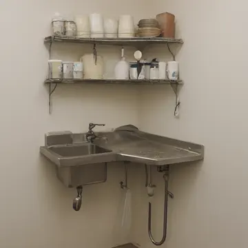Metal spoon rack in Utility sink corner. Cleaning up after the last person has left for the night. Soap residue film