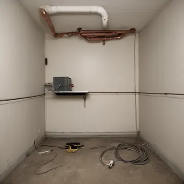 A stack of unused electrical conduit in Utility closet beneath kitchen sink. The repair job has stalled on the third junction box, requiring one more specific adjustment. Dust...