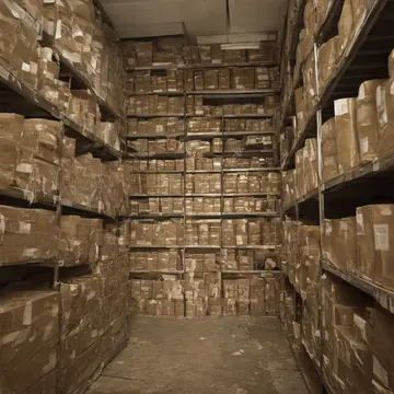 Shelf labels and inventory bins in Deep storage archive pantry. A routine check of expired goods reveals inconsistent labeling. Yellowed manila folders stacked high