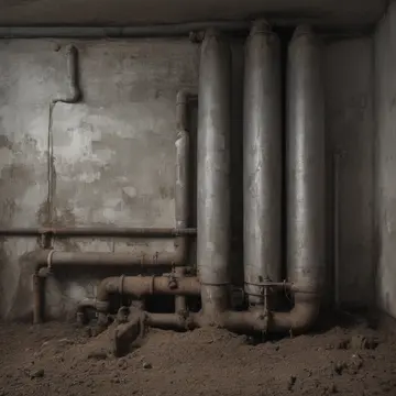 Folded linen cloth in Utility room near boiler. The cloth rests on a metal pipe, untouched by routine cleaning. Rust-stained boiler pipe