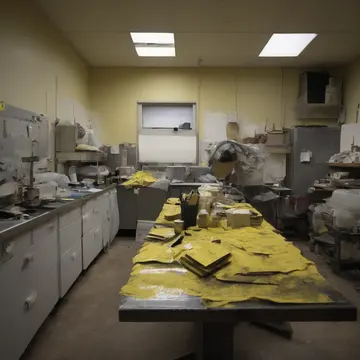 Manila folder stack in Small office supply room. Rereading a faded printed checklist by a utility sink. Yellow masking tape strips