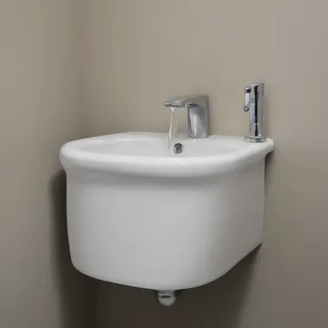 The soap dispenser fixture in Small institutional restroom stall. A routine morning check of maintenance items. Chrome water stain on the basin lip