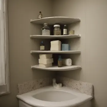 A stack of unused towels in Bathroom utility closet. The routine of preparing for a bath is stalled by an unexpected physical resistance. A chipped porcelain sink basin
