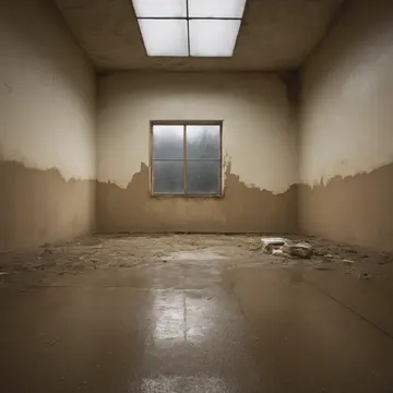 The weather seal on an old window in Maintenance supply room. A slow accumulation of moisture and dust near closing hours. Yellowed cardboard boxes