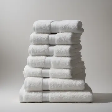 Stack of bleached towels in Utility sink area. Towels are folded and placed back into the basket, one by one. Slightly damp lint residue on porcelain
