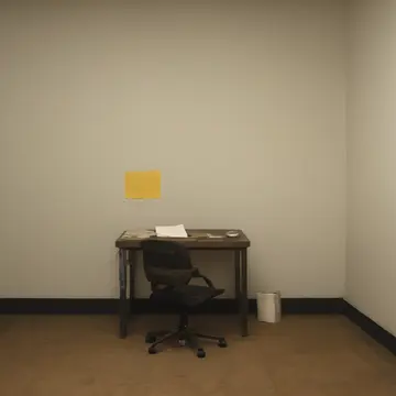 Stack of printed forms in Empty office supply closet. A person repeatedly reviews a single section of text on a sheet. Dust motes in a single shaft of light