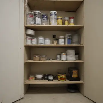 Assortment of electrical fittings in Utility closet corner. A maintenance worker is organizing spare parts for inventory. Dust on polished metal casing
