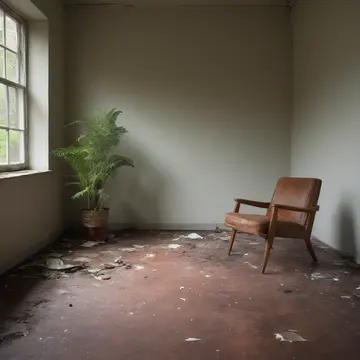 A folding chair set out for one in Community Hall Waiting Area. The room is meticulously cleaned and arranged, awaiting an expected but perpetually late visitor. Dust motes...