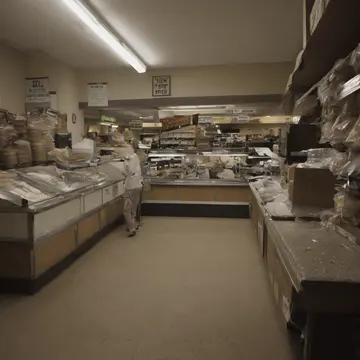 Stack of return labels in Retail store returns counter. Inventory clerk sorting items near closing time. Faded cardboard box corners