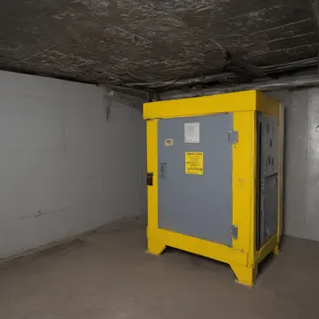 A row of numbered electrical junction boxes in Overhead utility corridor. Checking for required labeling compliance before shift end. Yellow warning tape draped across the boxes