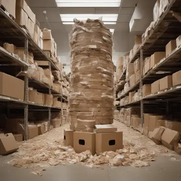 Generated artwork for Cardboard stack settling slowly