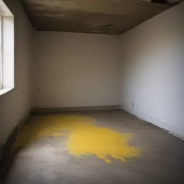 A stack of labeled utility boxes in Sunlit basement storage room. Damp air is causing the corner of the room to warp and sag. Yellow caution tape draped loosely